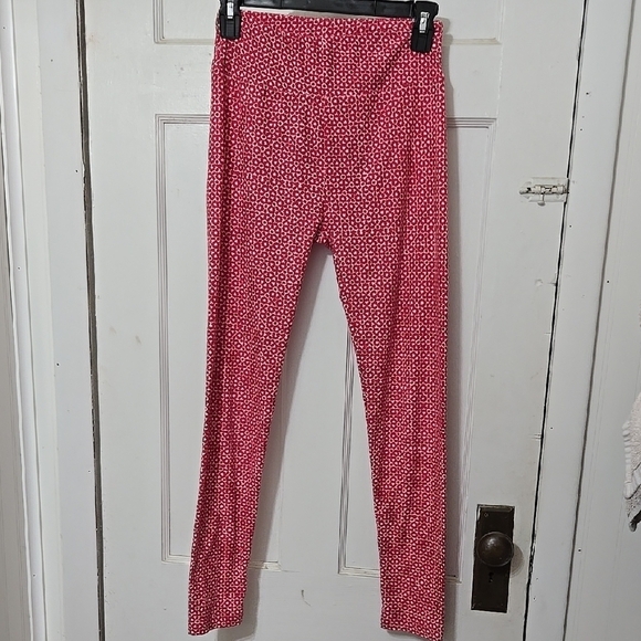 LuLaRoe Pants - Lularoe Pink Mystery Patterned Leggings Pink/Red? One SIZE Good Used Condition